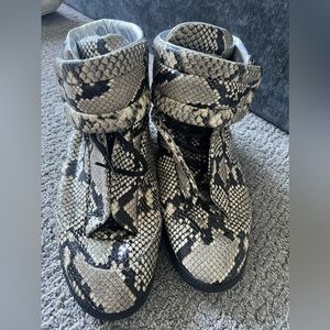 Men's Future Python-Embossed Leather High-Top Sneakers, Natural